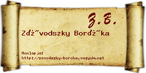 Závodszky Boróka névjegykártya